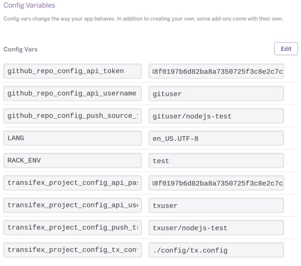 Config vars