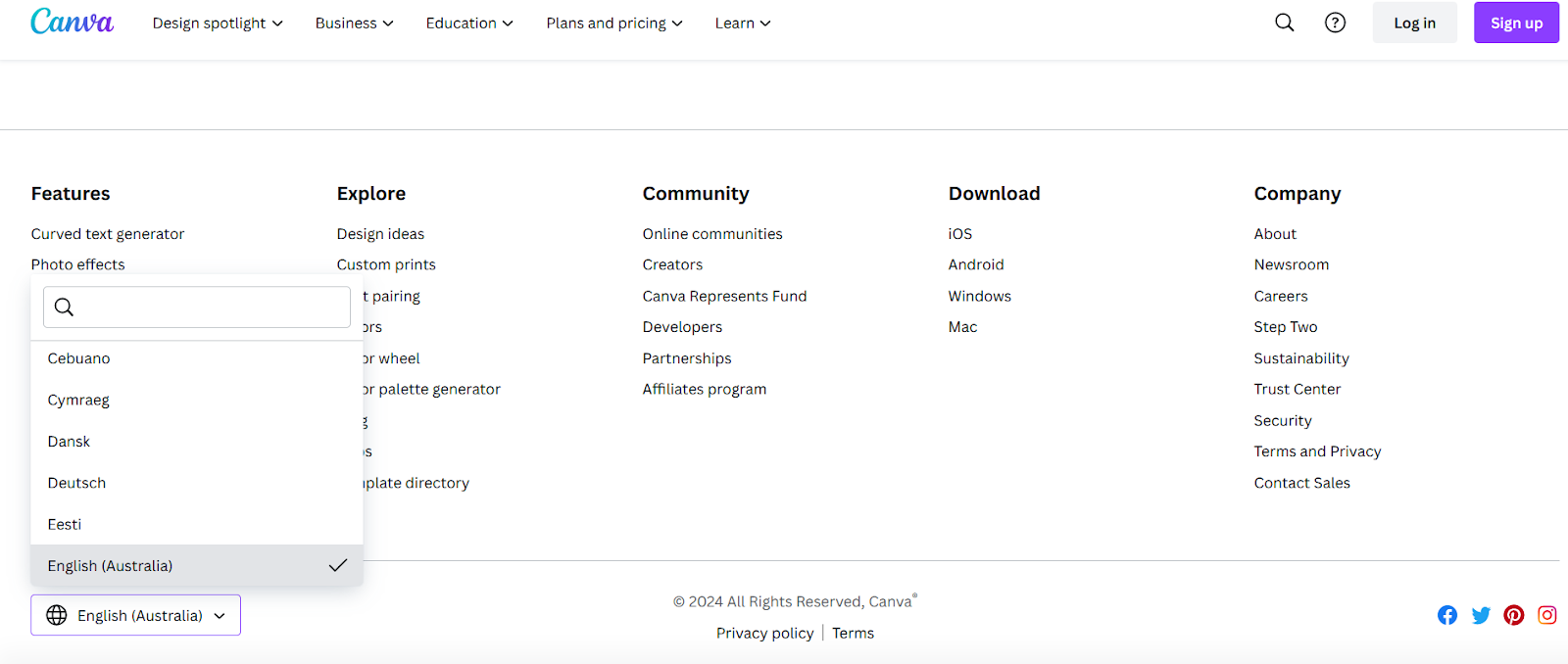 canva multilingual website