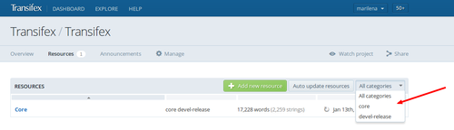 resource categories filter